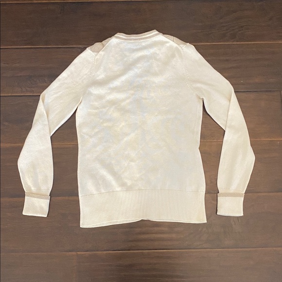 Brooks Brothers Women's Cream & Brown Button Up Cardigan Sweater Size XS -stains - Picture 2 of 7